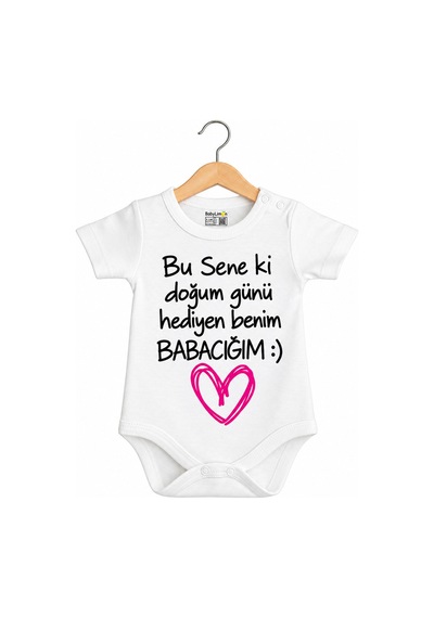 Babylimon Bu Yılki Babalar Günü Hediyen Benim Baba Baskılı Bebek Zıbını Beyaz - 936542306 Beyaz