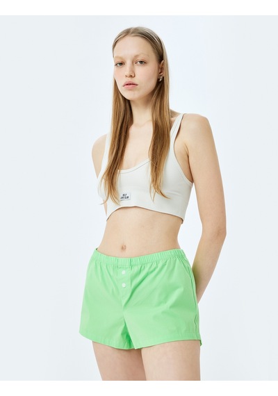 Koton Pamuklu Rahat Kalıp Boxer Şort Pijama Altı Yeşil 5slk80038mw Yeşil