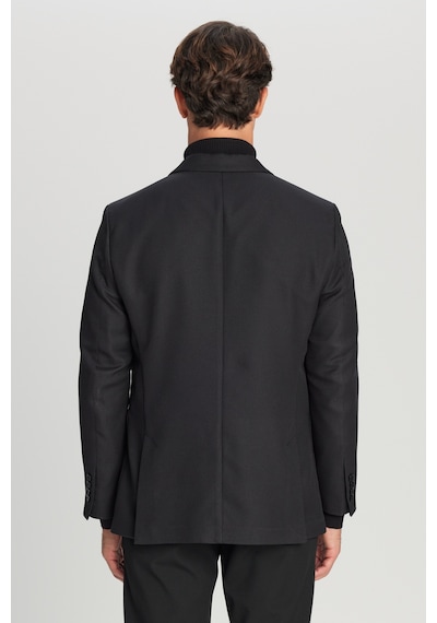 Erkek Sıyah Slim Fit Dar Kesim Mono Yaka Torba Cepli Blazer Ceket Siyah
