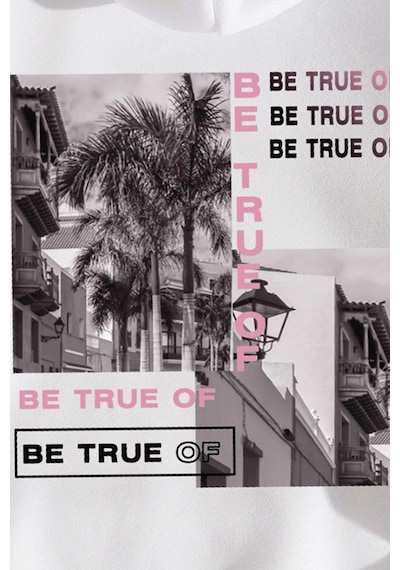 Be True Of Baskılı Sweatshirt Beyaz