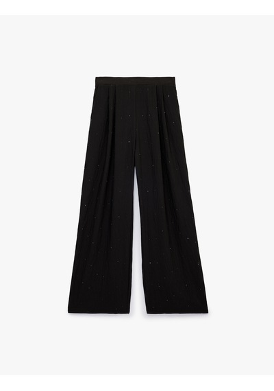 Koton Viskon Salda Kumaş Pileli Payet Detaylı Parıltılı Geniş Paça Palazzo Pantolon Siyah 7wak40086uw Koton Viskon Salda Kumaş Pileli Payet Detaylı Parıltılı Geniş Paça Palazzo Pantolon Siyah 7wak40086uw