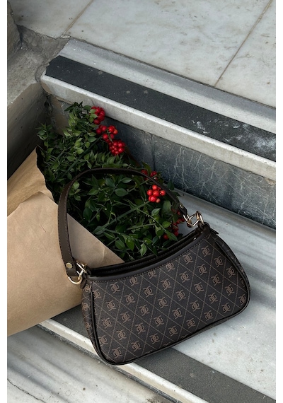 Shule Bags Farme Monogram Baget Ve Çapraz Çanta Kahverengi Kahve