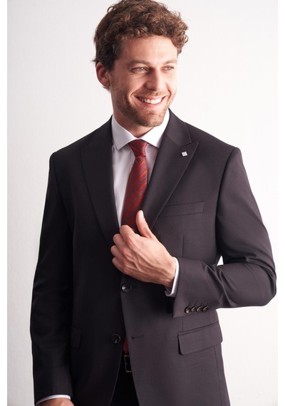 İmza Siyah Kırlangıç Yaka Kendinden Desenli Esnek Bel Slim Fit 6 Drop Takım Elbise 1001255167 Siyah