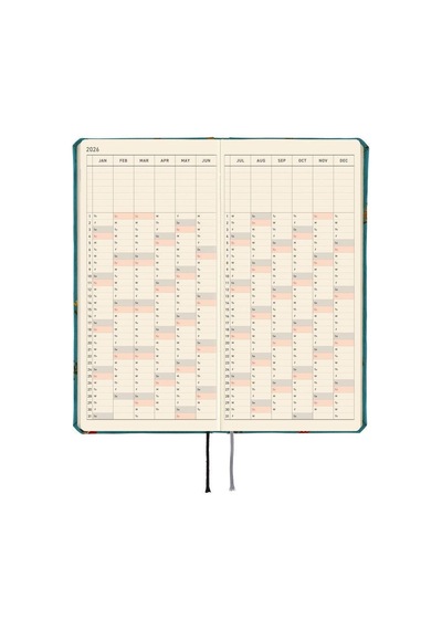 Hobonichi Ajanda Techo Weeks - Japanese - Bow & Tie: In The Forest - 2026 Jan Start Mavi