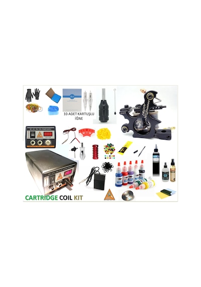 Dijital Adaptörlü Cartrıdge Kartuşlu Iron Coıl Dövme Seti - 2 Y