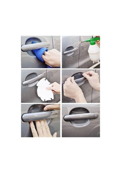 5li Set Araba Kapı Kolu Koruyucu Çizilme Önleyici Şeffaf Sticker Film Koruma Seti Crchmgo Renkli