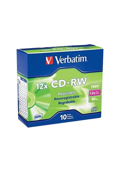 Cd-rw 700mb 4x-12x Yeniden Yazılabilir Boş Medya - İnce Mücevher Kılıflarında 10 Disk, Gümüş