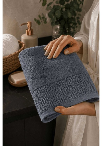 El Yüz Havlusu 50x90 Cm %100 Pamuk Kısmi Kadife Quadro İndigo Diğer
