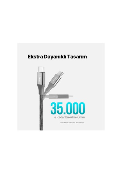 Alumicable Usb-c - Usb-c 300cm 60w Pd/qc Hızlı Şarj/data Kablosu Uzay Grisi