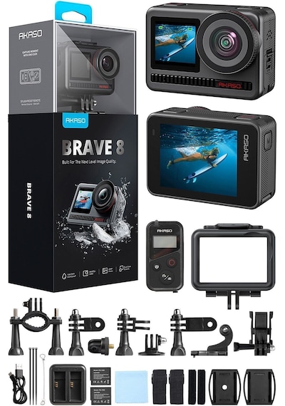 Akaso Brave 8 4K 60fps Aksiyon Kamera ve Süper Aksesuar Seti (Akaso Türkiye 2 Yıl Garantili)
