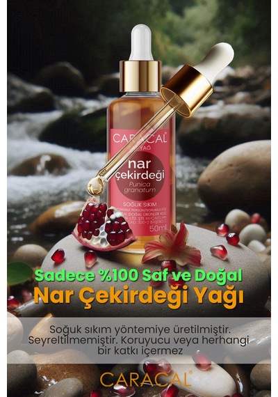 Caracal Doğal Nar Çekirdeği Yağı 50 Ml %100 Saf Saç Vücut Yüz Bakım Yağı