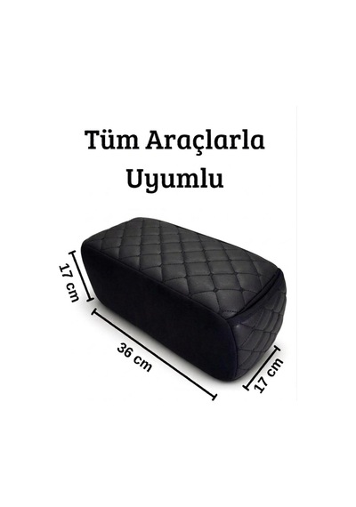 Lüks Oto Kolçak Kol Dayama Koltuk Arası Organizer Cepli Vidasız Montaj Siyah Deri Ve Dikiş