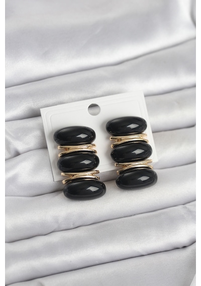 Siyah Vintage Model Gold Renk Kadın Küpe Açık Gold
