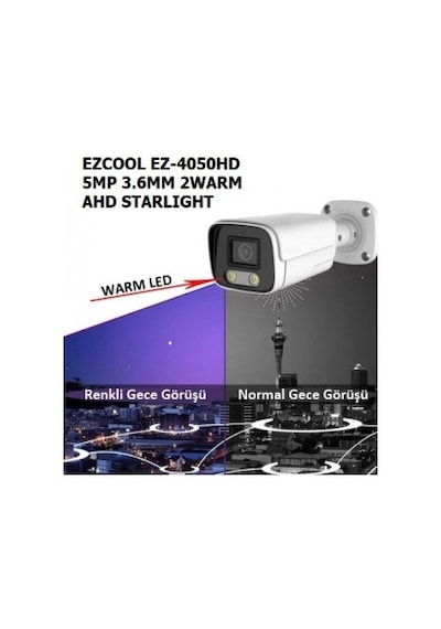 Ezcool Ez-4050hd 5mp 3.6mm Lens 2 Warm Ahd Bullet Kamera Starlıght
