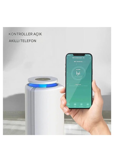 Akıllı Hava Temizleyici H13 Hepafiltre Uv-c Işıklı İyonizerli Koku Toz Giderici Alerji Sterilizasyon Beyaz