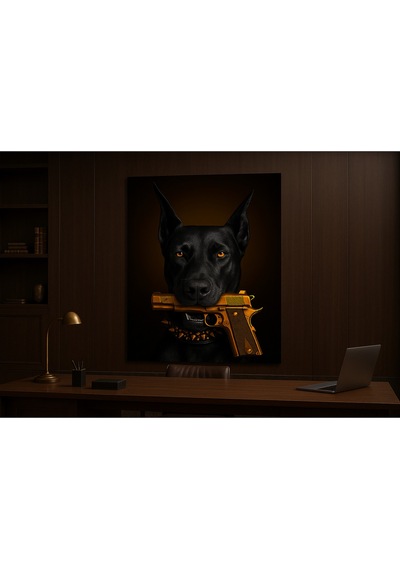 Mafia Köpek Doberman Cam Tablosu Ev Hediyesi Kırılmaz Lüks Modern Cam Tablo