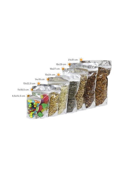 Şeffaf Metalize Doypack 16X27 Cm - 100 Adet N11.1081