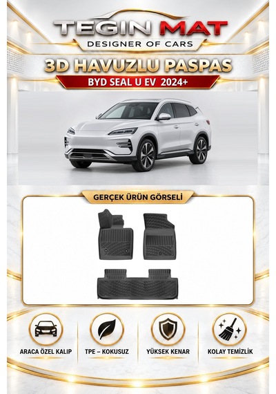 Byd Seal U Ev 2023+ Uyumlu Havuzlu Oto Paspas Ve Bagaj Havuzu Takımı Alt Kademe Siyah