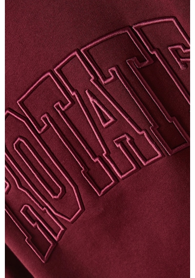 Rotate Birger Christensen Bordo Organik Kot Nakışlı, Oversize Kadın Sweatshirt