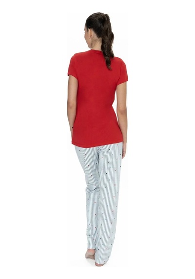 U.s. Polo Assn. 20060b Kadın Kırmızı Yarım Kollu Yarım Patlı Pijama Takımı Kırmızı
