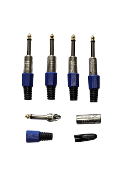 5 Adet 6.35 Mm Mono Çivi Jak Seti - Altın Uçlu Profesyonel Gitar Ve Amfi Konnektör