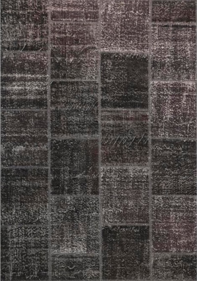 Patchwork El Dokuma Antik Anadolu Halısı Black Hole Siyah