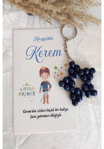 30 Adet Küçük Prens Kartlı Uzun Zincirli Yıldız Anahtarlık - Bebe