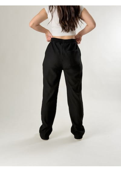Cocopelli Siyah Fitilli Kadın Baggy Pantolon Coc2672 Siyah