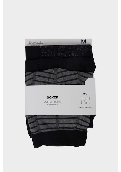 Defacto Regular Fıt Şal Desenli 3'lü Boxer C3883AX24WN Siyah