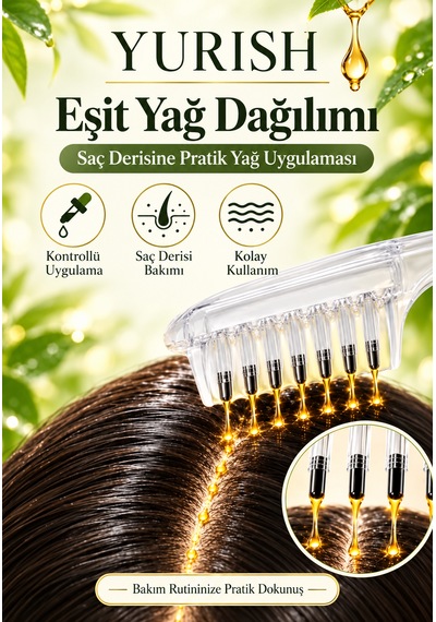 Saç Derisi Serum Ve Yağ Uygulama Tarağı Masaj Başlıklı Şefaf Hazneli 0