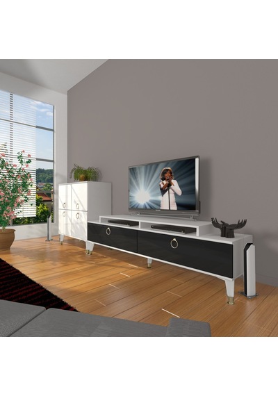 Decoraktiv Ekoflex On Mdf Gold Tv Ünitesi Tv Sehpası Beyaz - Siyah