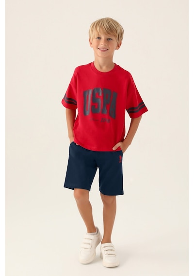 U.S. Polo Assn. Lisanslı Sim Açık Kırmızı Erkek Çocuk Bermuda Takım 5274-43354 Kırmızı