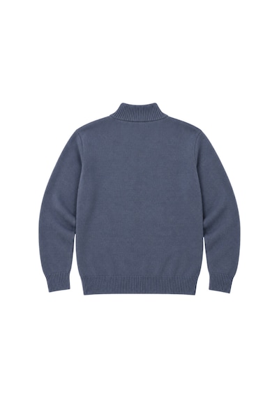Battalmoda Erkek Büyük Beden İndigo Hattush Fermuarlı Dik Yaka Triko Kazak 3xl-4xl-5xl-6xl