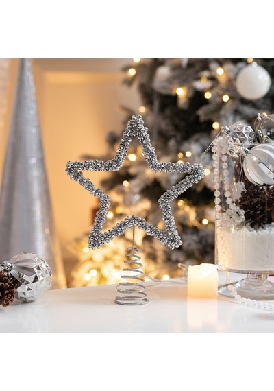 Karaca Home New Year Yılbaşı Shimmering Star Ağaç Başlığı Silver
