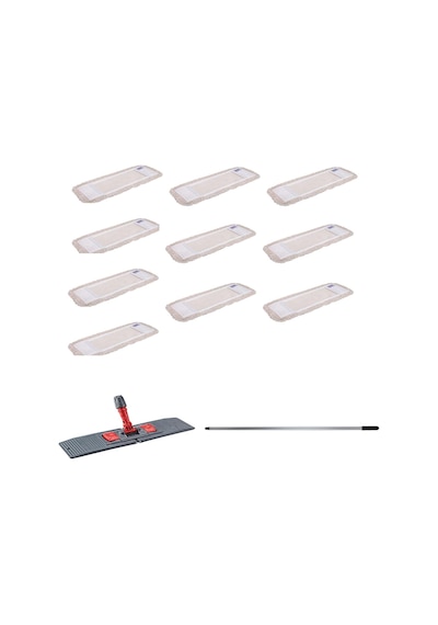 Tablet Palet Nemli Yedek Mop Takımı Seti - 10 Adet 80 CM Nemli Mop + Katlanır Aparat + Metal Sap