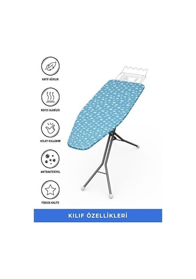 Magic Lady Ütü Masası Kılıfı Örtüsü Bezi İnce Süngerli Ayarlanabilir 133 X 50 Cm Düz Gri