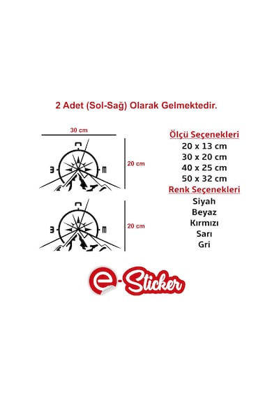 2 Adet Pusula Dağ Off Road Oto Sticker Araba Sticker