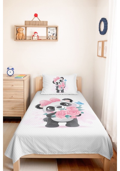 Evimde Bambaşka Panda Pembe Pastel Kız Çocuk Pike Takımı - Çiçekli Beyaz Mint Bebek Odası Yatak Örtüsü - 160x220 CM Evimde Bambaşka Panda Pembe Pastel Kız Çocuk Pike Takımı - Çiçekli Beyaz Mint Bebek Odası Yatak Örtüsü - 160x220 CM