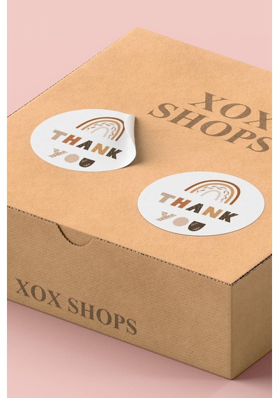 90 Adet Thank You Teşekkür Etiketi Boho Gökkuşağı 3x3cm St2048 Çok Renkli