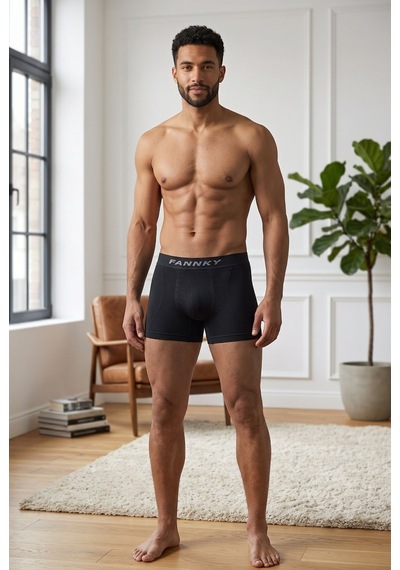 Fit Women Erkek Rahat Esnek Seamless 2 Li Siyah Boxer