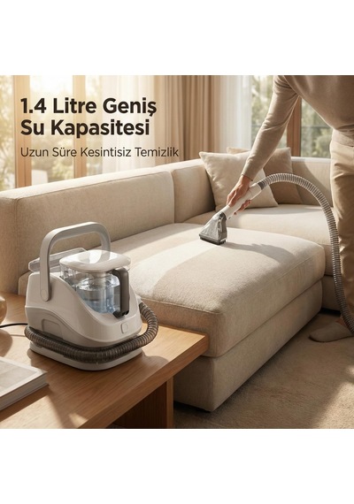Halı Ve Koltuk Yıkama Makinesi, 650w Güçlü Motor Ve 12kpa Emiş Gücü, 1.4 Litre Su Kapasitesi, 2 Farklı Başlık