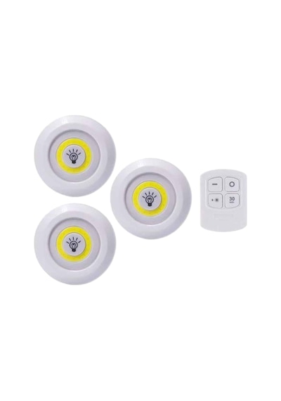 Flzdgnkr Led Lamba 3'lü Uzaktan Kumandalı Yapışlı Ham