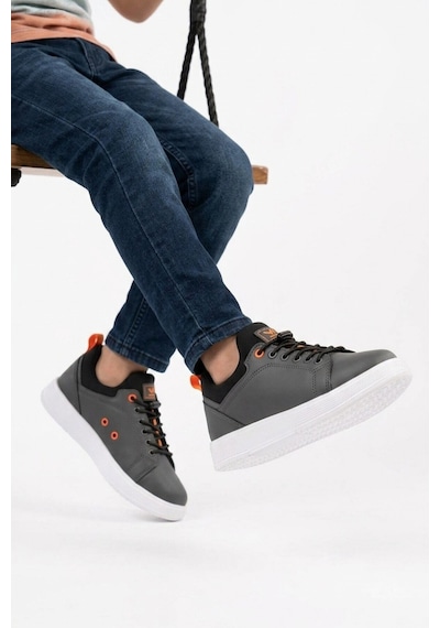 Walkway Füme Lastik Bağcıklı Comfort Rahat Tabanlı Erkek Çocuk Sneaker Balase F