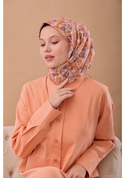 Silk Home Soft Eşarp 73091-36 Turuncu, Kahve, Beyaz, Taş
