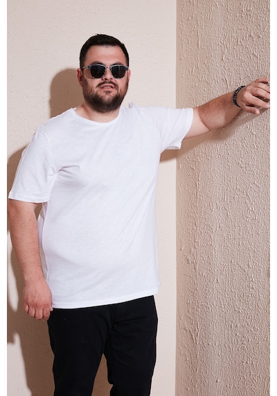 Buratti Pamuklu Regular Fit Büyük Beden Erkek T Shirt 59020001B Beyaz