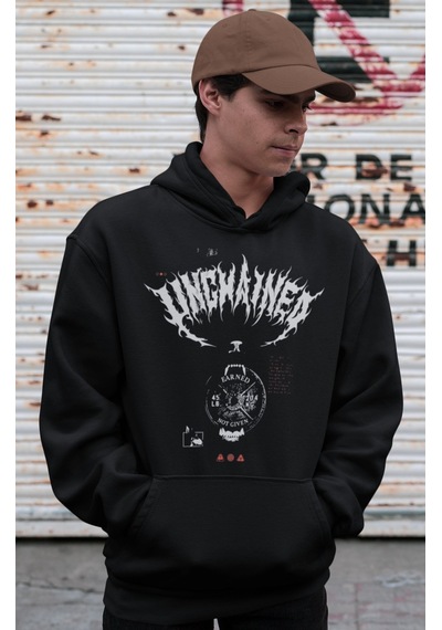 Sevbano Tasarım Bodybuilding Fitness Baskılı Unisex Oversize Sporcu Hoodi Siyah