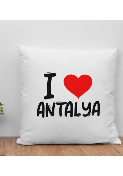 BK Gift I Love Antalya Tasarımlı Yastık - Model 1