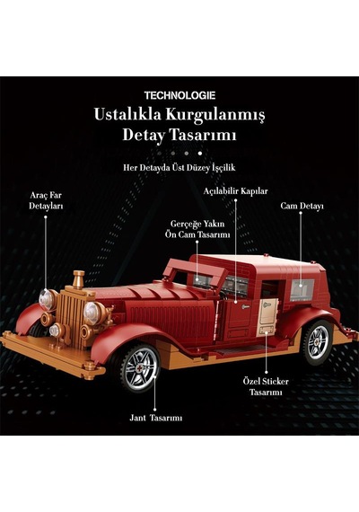 Reobrix Technic 11033 Rolls Royce Phantom Araba Yaratıcı Yapı Blok Seti Building Blocks - 865 Parça