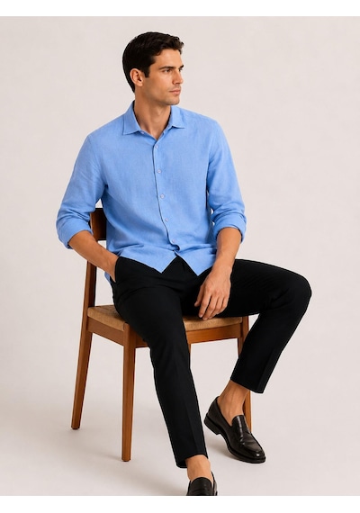 Classics Men Huffa Erkek Pamuklu Regular Salaş Uzun Kol Gömlek 7585 Açık Mavi Classics Men Huffa Erkek Pamuklu Regular Salaş Uzun Kol Gömlek 7585 Açık Mavi