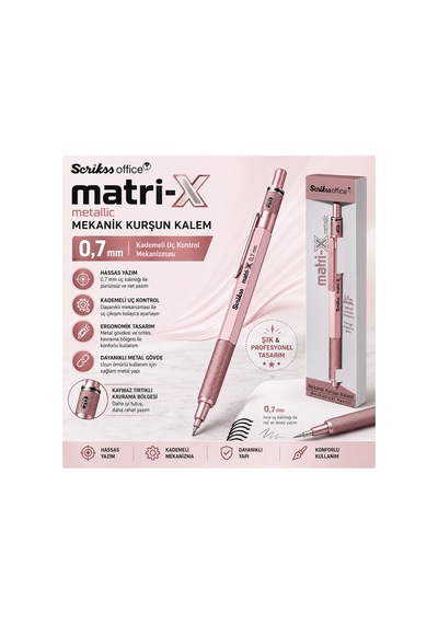 Matrix 0.7 Versatil Kalem Metalik Açık Pembe